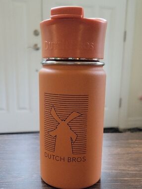 Dutch Bros Rust Orange Insulated Bottle with Black Logo